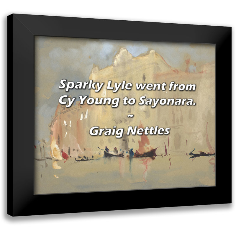 Graig Nettles Quote: Sparky Lyle went from Cy Young to Sayonara.