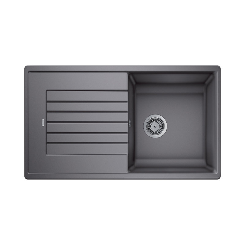 Zia Single Bowl Inset Kitchen Sink, 202mm H x 500mm W x 860mm L, Anthracite