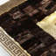 Tapis toscan brun en cuir fait à la main avec bordure dorée-821747319