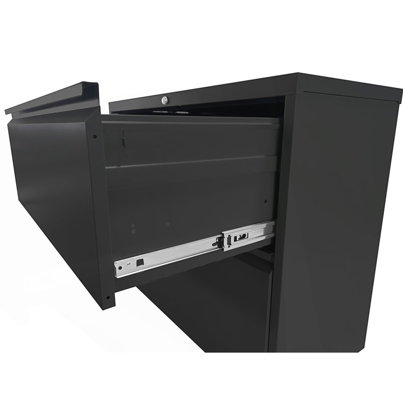2 Drawer Metal Vertical File Cabinet With Lock, File Cabinet, Living Room Storage Cabinet, Black