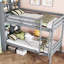 Lit simple superposé au-dessus en gris, bois d'hévéa, avec tablettes, garde-corps, structure de tête de lit détachable et décorative grise, garde-corps et convertible à 2 lits-1531008694