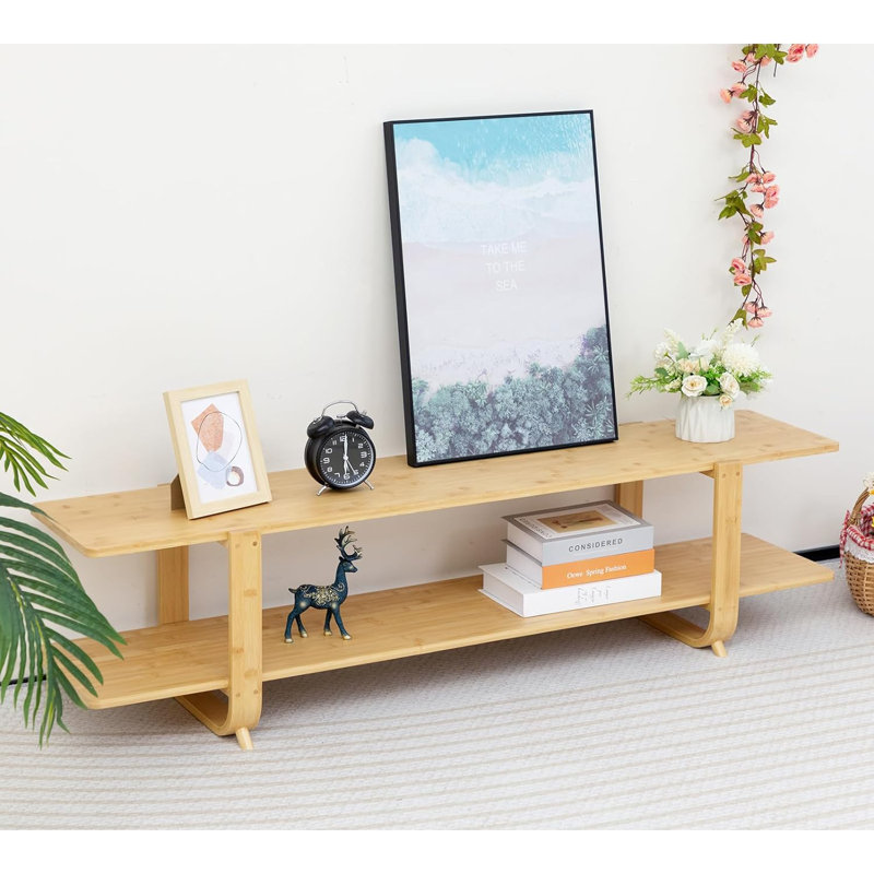 Burlywood Bamboo TV Stand with Storage for 65'' TVs