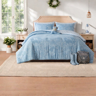 De literie Western de couleur bleue, ensemble d'édredon en microfibre pour maison de campagne