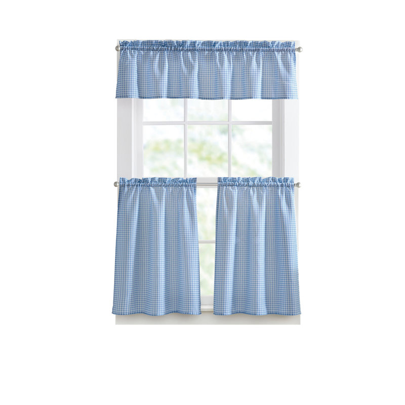  Ensemble de cantonnière et étagère Gingham Cw Blue 56 X 14