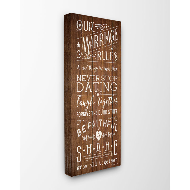 Notre mariage par Stephanie Workman Marrott - reproduction d'art textuel, H 24 po x l 10 po x P 1,5 po, Toile tendue