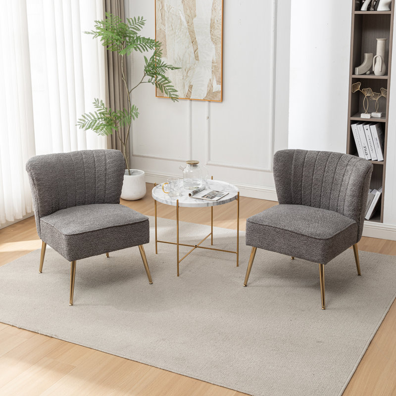 Chaise d'appoint rembourrée Larkyn - ensemble de 2, Boucle gris