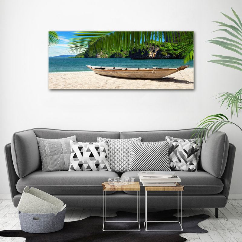 A Boat On The Beach - Print, Canvas, 50cm H x 125cm W x 2cm D
