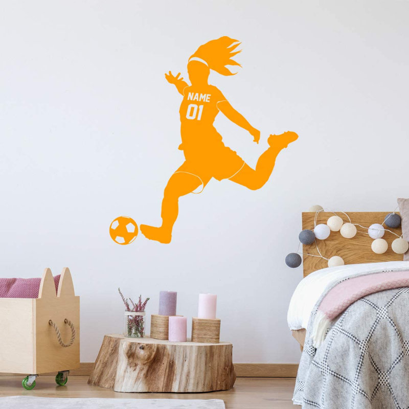 Adhésif décoratif footballeur, H 14,5 po x l 13 po, Orange