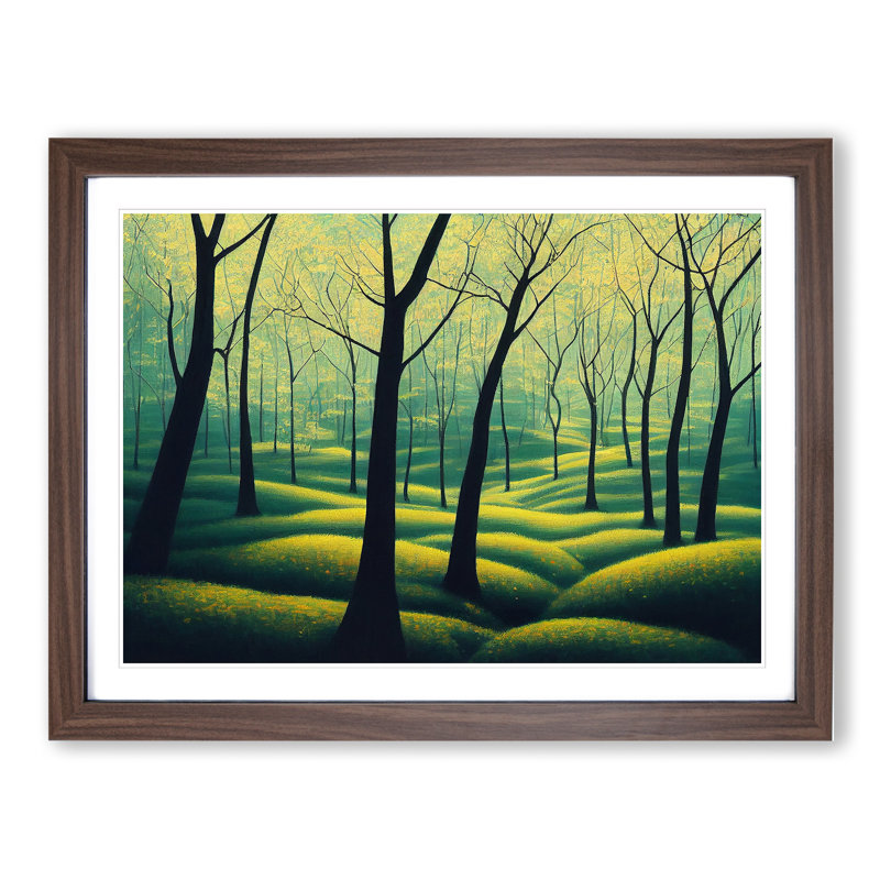 Fine Spring Forest - Single Picture Frame Painting, 46cm H x 64cm W x 2cm D, Walnut