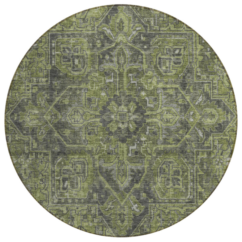Bridesdale Washable Oriental Indoor / Outdoor Rug, Round 8'