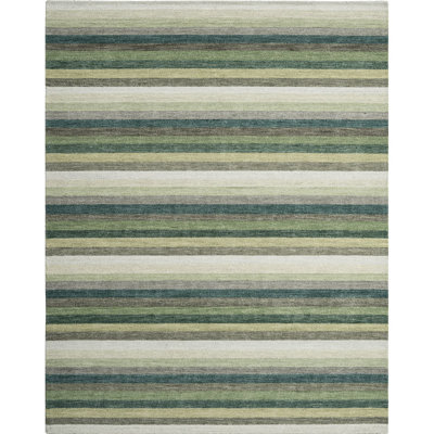 Jazzy Handmade Wool Green/Yellow Rug