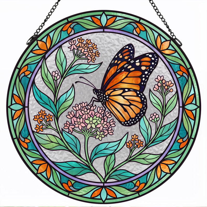 Vitrail de vitrail papillon Butterfly, 7,8 heures, H 7,8 po