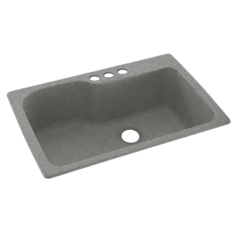 Swan 22'' W Single Bowl Solid Surface Dual Mount Kitchen Sink, 3 Hole, Gray