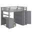 Lit mezzanine avec tiroirs, bureau et garde-robe-828654919