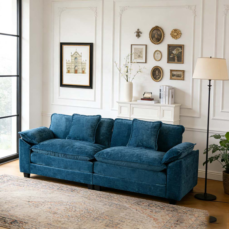 Wider Armrest LoveSea Sofa, 33.1" H x 81.9" W x 30.3" D, 2, Blue
