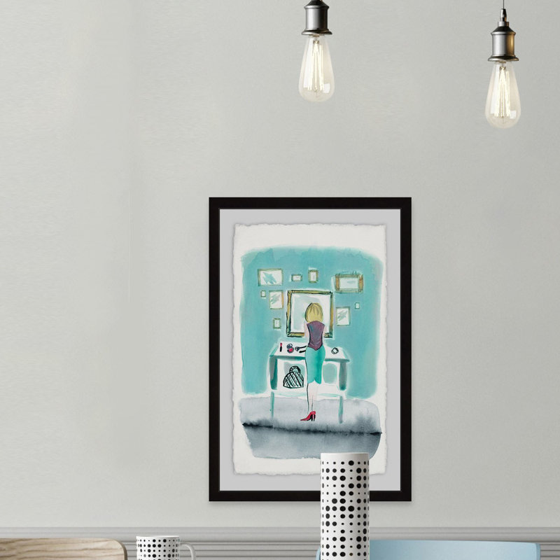« aqua wall », reproduction de peinture à l’aquarelle encadrée, H 24 po x l 16 po x P 1,5 po