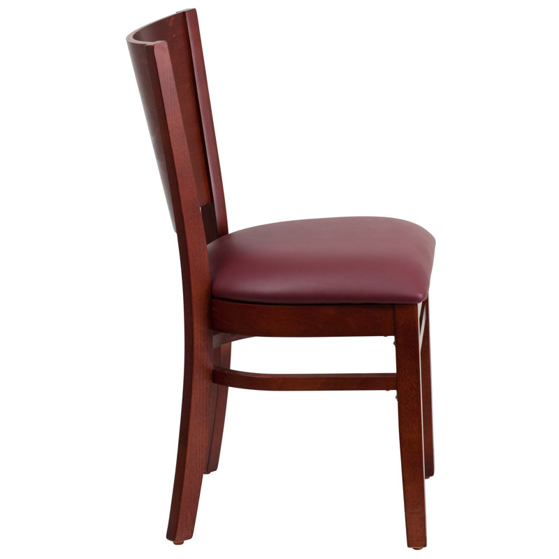 Kadircan 20'' H Upholstered Side Chair, Burgundy, Mahogany