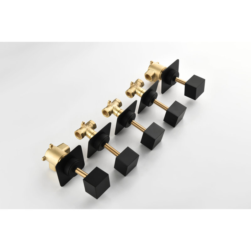 Valve de contrôle de volume de douche 3/4 "en métal coulé - noir mat, haut débit avec laiton et débit d'eau précis, intensité, mécanisme de température pour la longévité en métal noir, poignée réglable