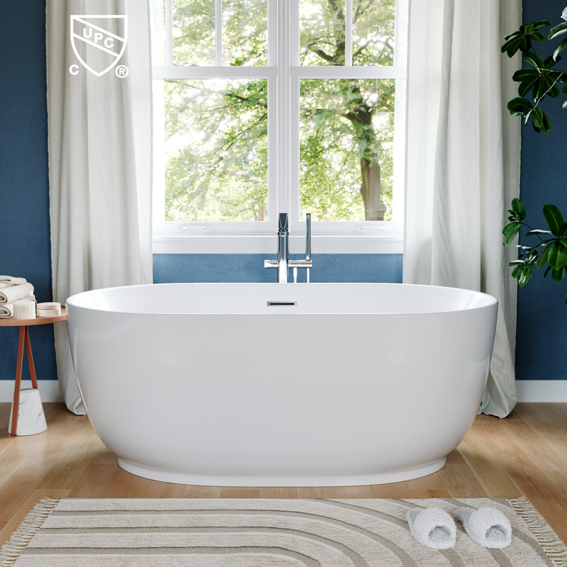 60" X 31.5" Freestanding Soaking Acrylic Bathtub