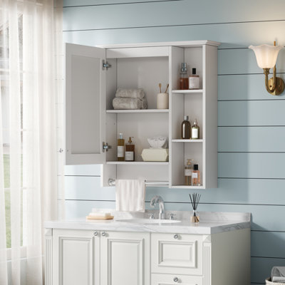 Armoire à pharmacie murale 3-en-1 24 po avec tablette ajustable, miroir et barre à serviettes Zorvex