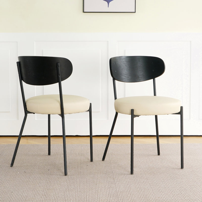 Chaise de salle à manger, chaise de salle à manger, chaise de cuisine Piumafua, Noir / Beige