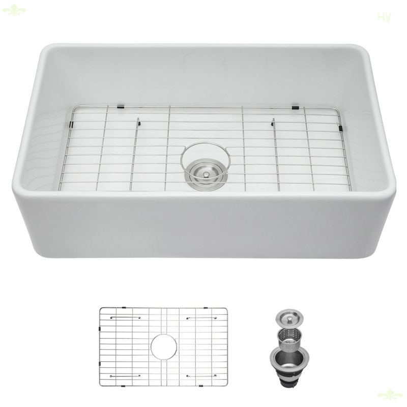 33  Farmhouse Sink - 33 Inch Kitchen Sink Apron Front Ceramic Single Bowl Farmer Sink Basin