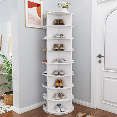 Étagère à chaussures rotative, organisateur de rangement rotatif à 8 niveaux, support à chaussures pivotant sur 360 ° et autoportant, peut contenir 32 paires de chaussures (8 niveaux, blanc)