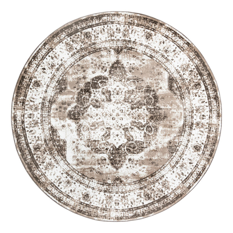 Brandt Oriental Area Rug, Round 10', Light Brown