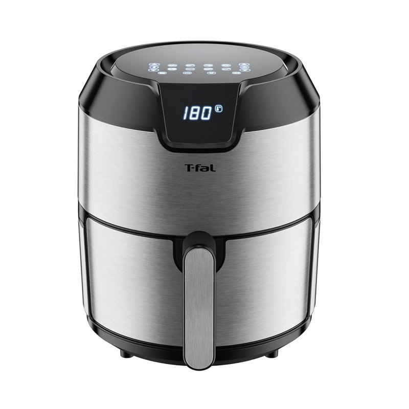 Friteuse à air T-Fal, friteuse, Easy Fry, faible en gras, panier antiadhésif, 4,2 L, acier inoxydable avec support en prime