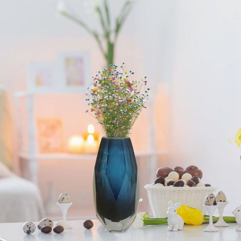 Vase de table Ava Art Deco, H 4,13 po x l 4 po x P 8,66 po, Bleu