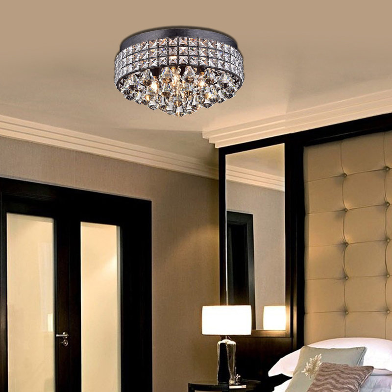 Madilynn 4 - Light 16" Chandelier Style Drum Flush Mount, Antique Black