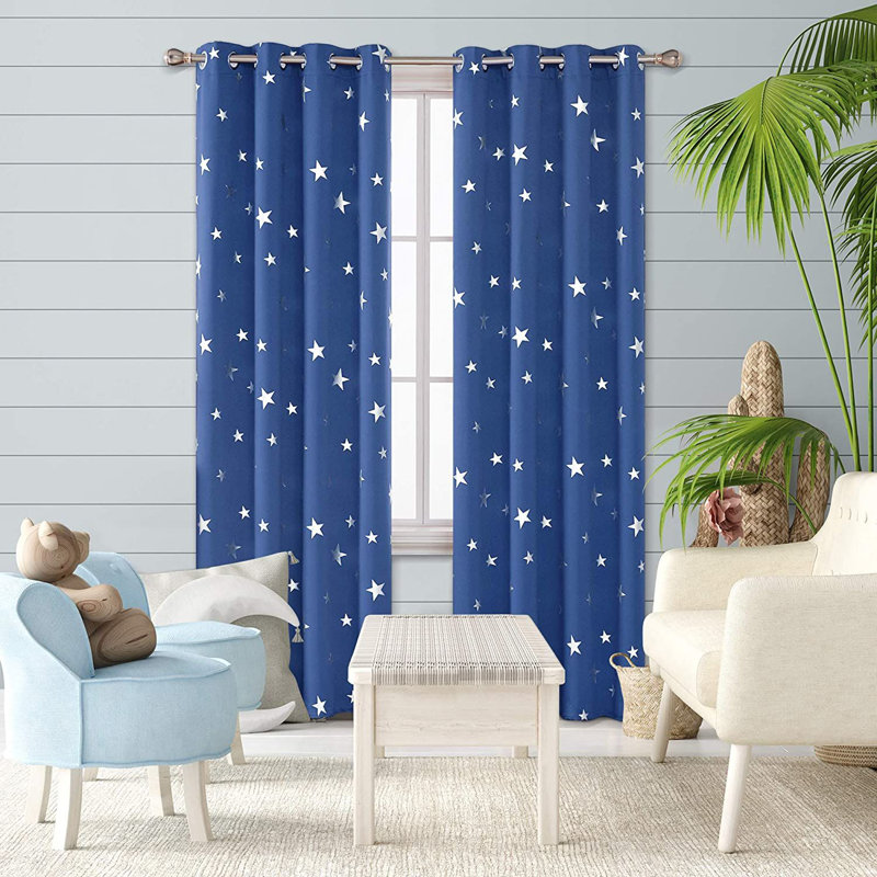 Blackout Curtain Pair, 132 W x 214 D cm, Blue