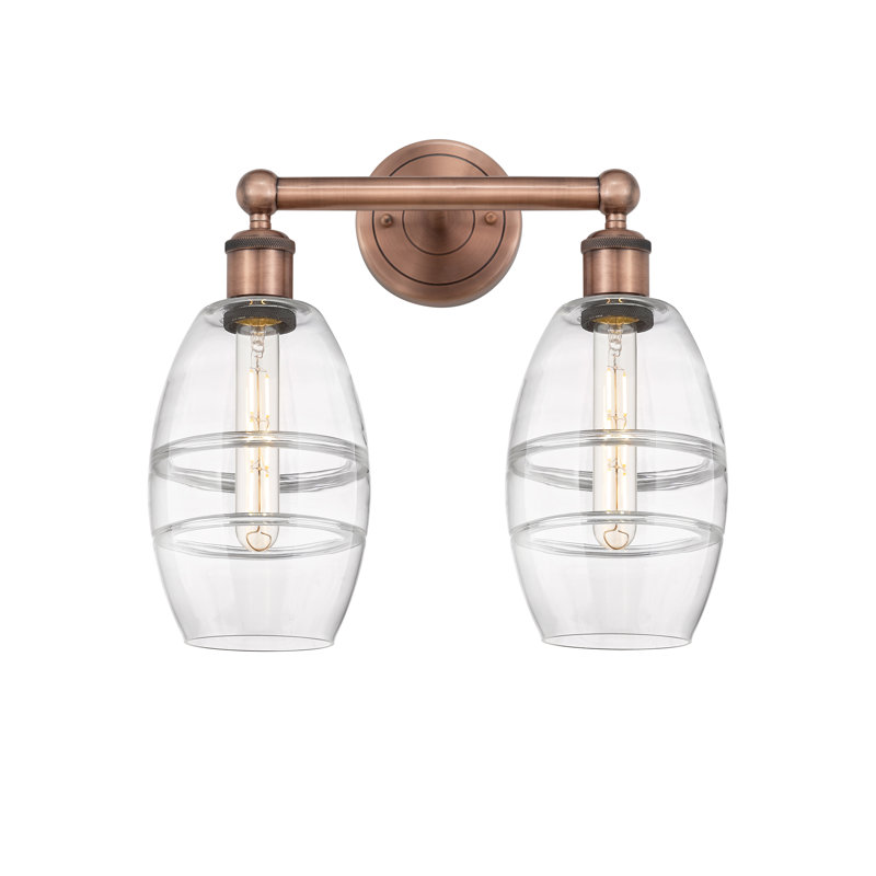 Éclairage pour meuble-lavabo à 2 lumières Kusham, Transparent, Cuivre antique