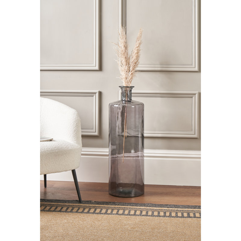 Handmade Glass Floor Vase, Grey