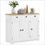 Buffet, armoire de rangement moderne blanc vieilli avec plateau en bois massif, 3 tiroirs Tablette réglable | Bois d'ingénierie | Surface facile à nettoyer