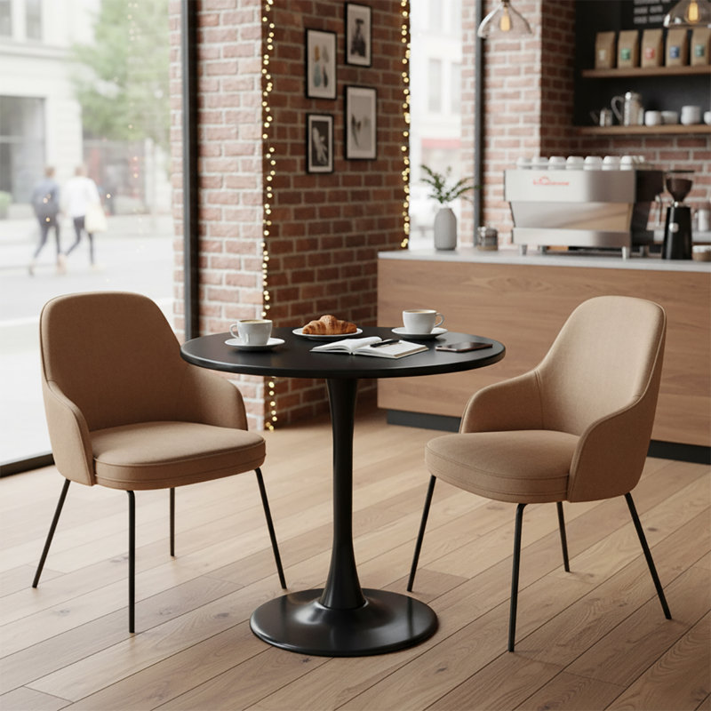 Table de salle à manger Tulip, H 29,13 po x L 31,53 po x l 31,53 po, Noir, Noir