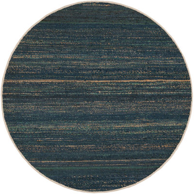 Tapis uni / rayé bleu océan Durah