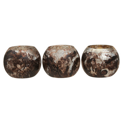3 Piece Marble Tabletop Tealight Holder Set