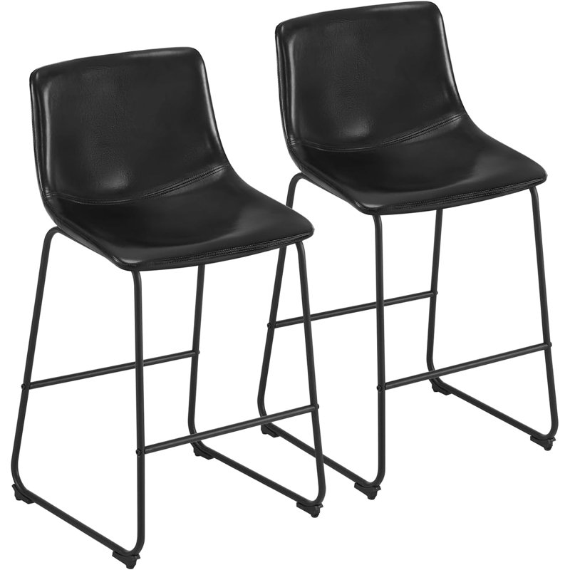 Adarrius Upholstered Counter Stool with Metal Frame, Black