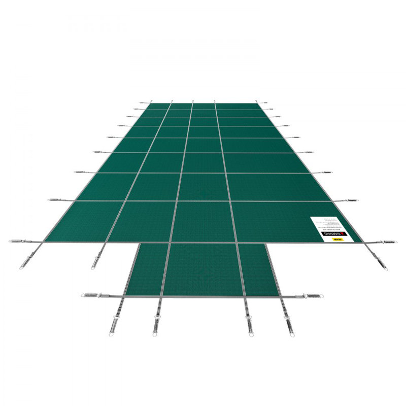 Housse de sécurité pour piscine s'adapte à la couverture rectangulaire de piscine creusée verte Mesh avec marches centrales Housse de sécurité pour piscine