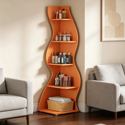Bibliothèque et support d'angle à 5 niveaux 69,8 po pour salon