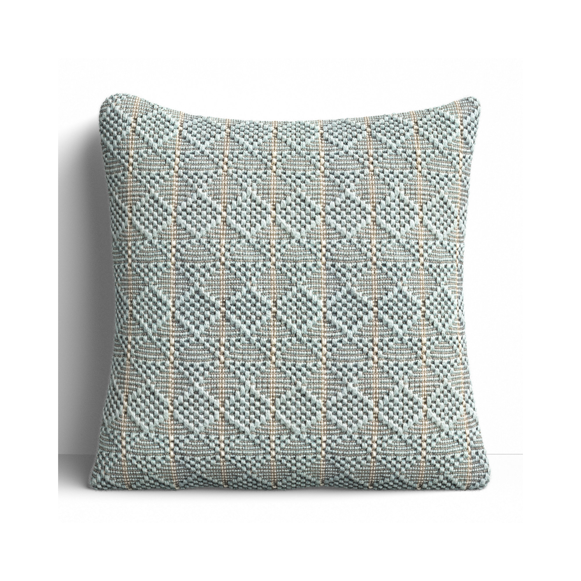 Levon Embroidered Indoor/Outdoor Throw Pillow, Polyfill, Light Blue/Gray