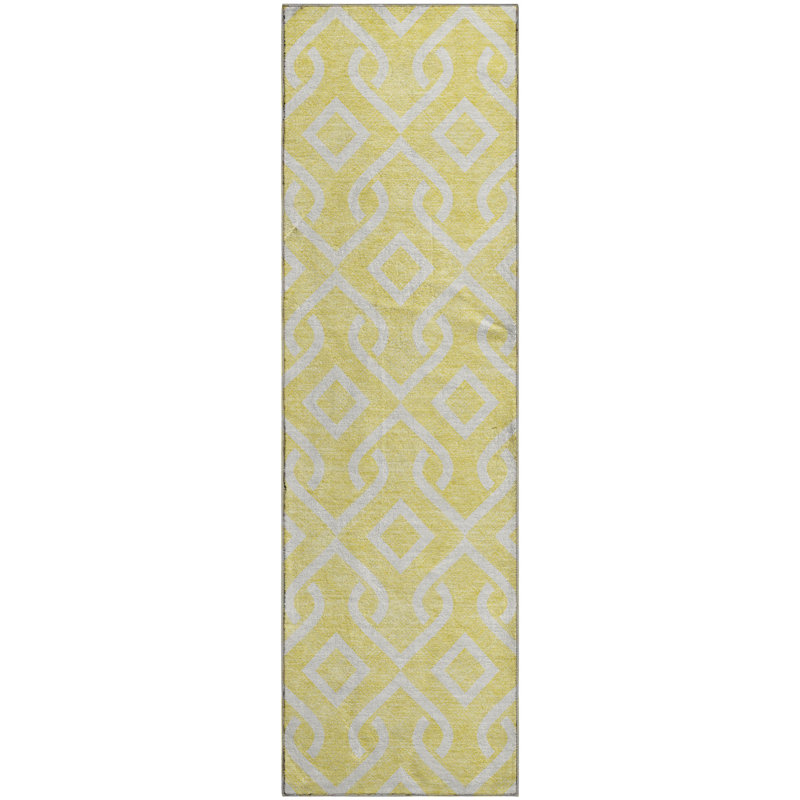 Premium Machine Washable Cerrito Yellow Rug, Runner 2'3" x 7'6"