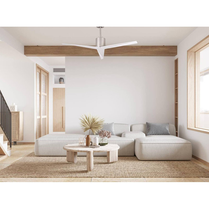 Eliza Outdoor Downrod Ceiling Fan, Brushed Nickel, Brushed Nickel