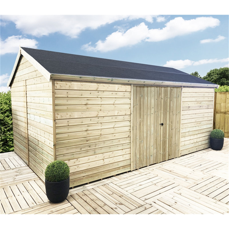 Iveta Solid Wood Garden Shed, 10 ft. W x 15 ft. D