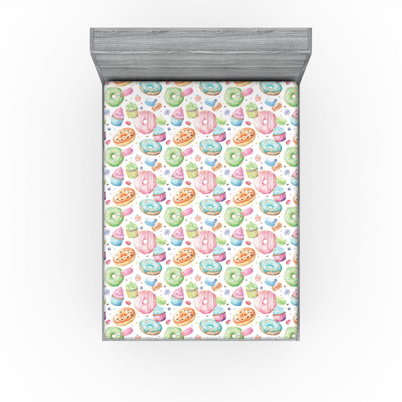 Ensemble de 2 drap-housse à dessert Ambesonne Muffin à la crème fouettée multicolore, Drap-housse de taille double