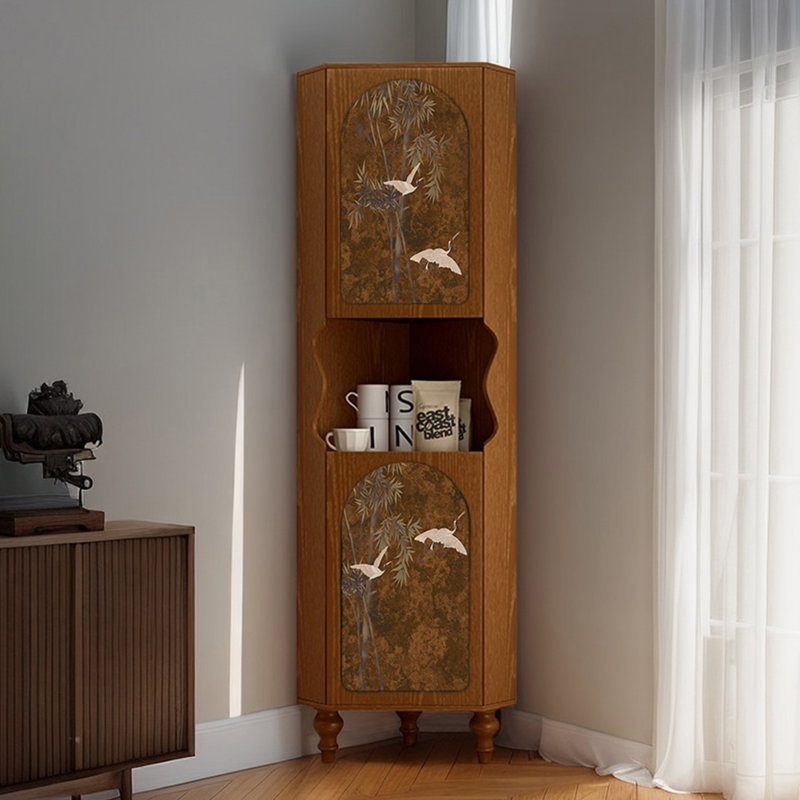 Triangle cabinet multi-functional high bookcase, Brown