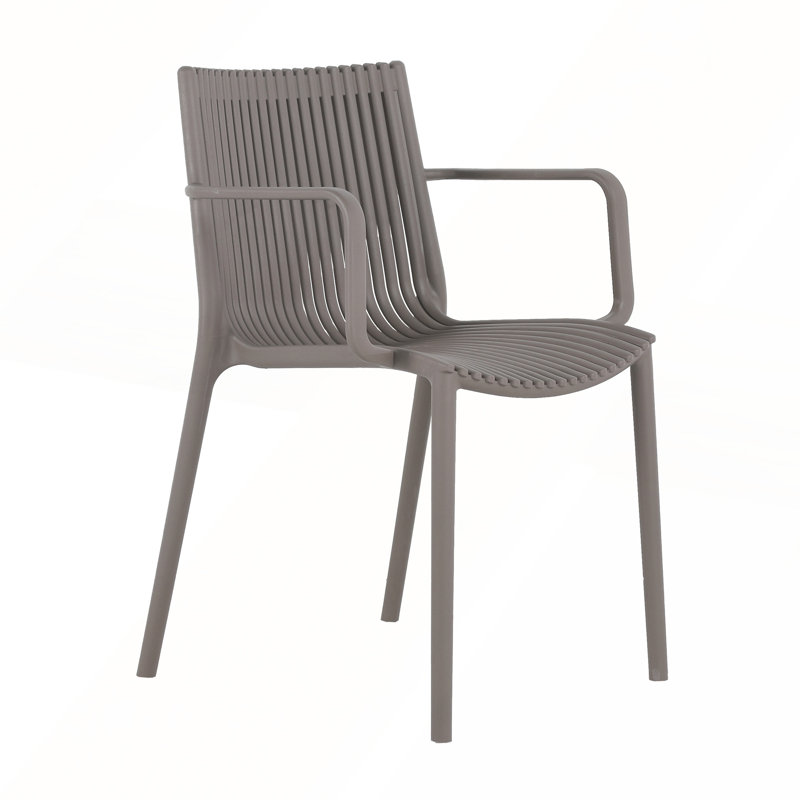4-Pack All-Weather Polypropylene Chairs, Warm Gray