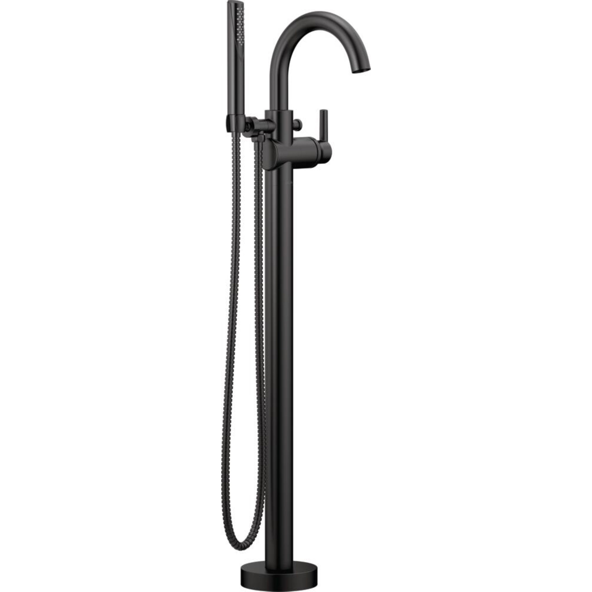 Trinsic Single Handle Floor Mounted Freestanding Tub Filler, Matte Black