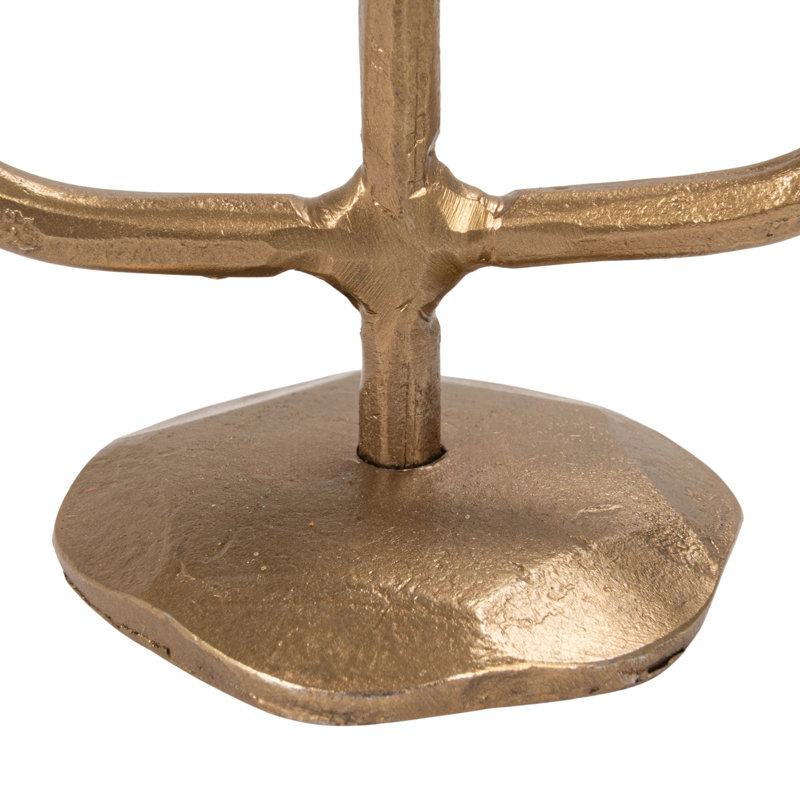 Bougeoir en métal coulé, finition laiton antique